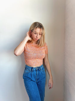 sherbert speckled cropped sweater
